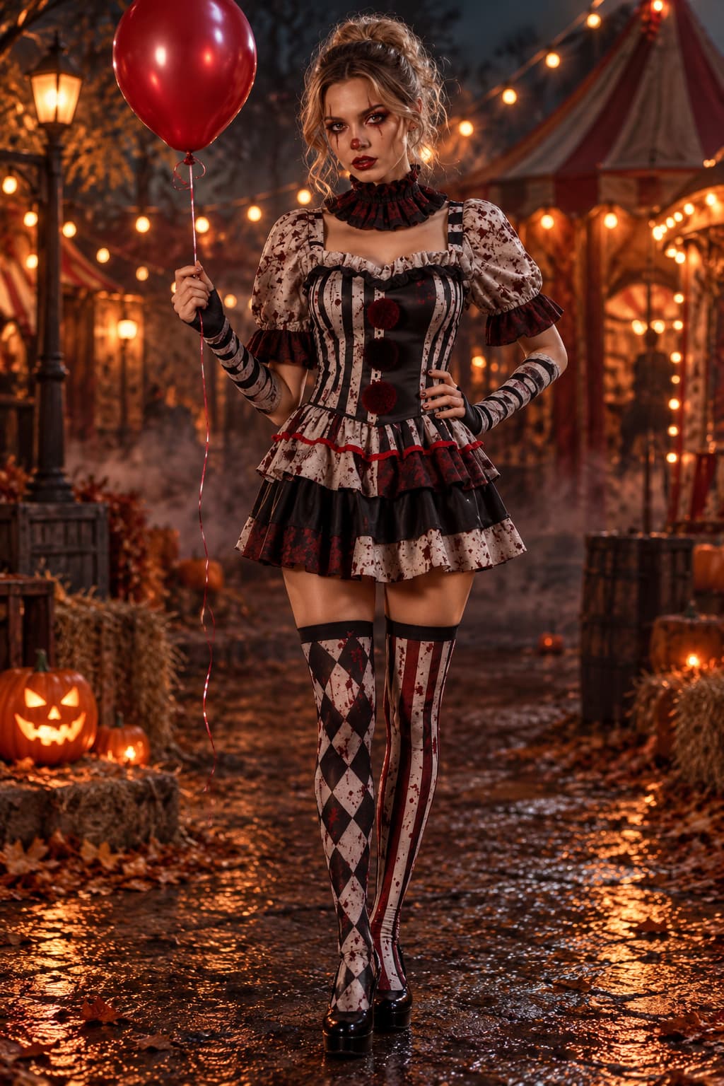 Kostium Klauna Grozy Na Halloween Damski
