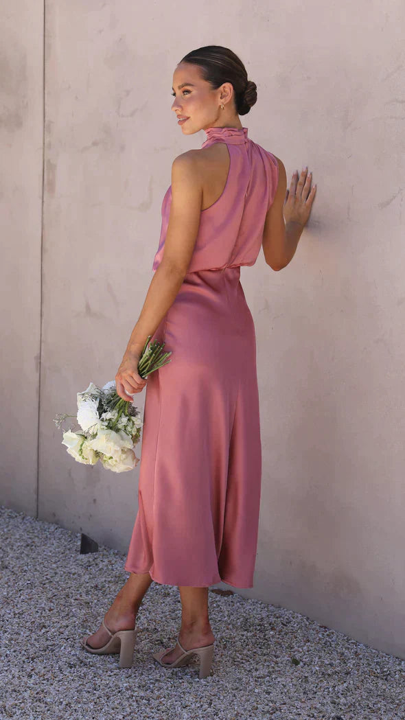 Midi drapované elegantné šaty dámske