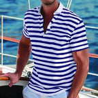 Koszulka Polo W Paski Casual Męska