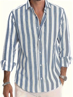 Camicia da uomo a righe a maniche lunghe