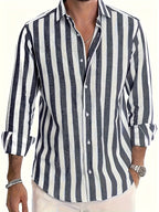 Camicia da uomo a righe a maniche lunghe