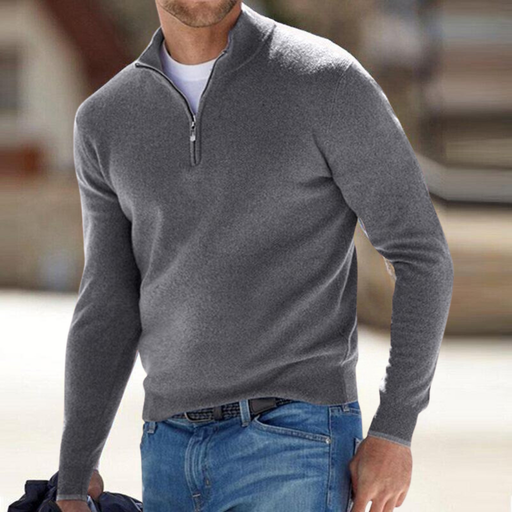Sweter Ze Stójką i Krótkim Zamkiem Męski