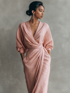 Rochie elegantă maxi de damă din in, pentru nuntă
