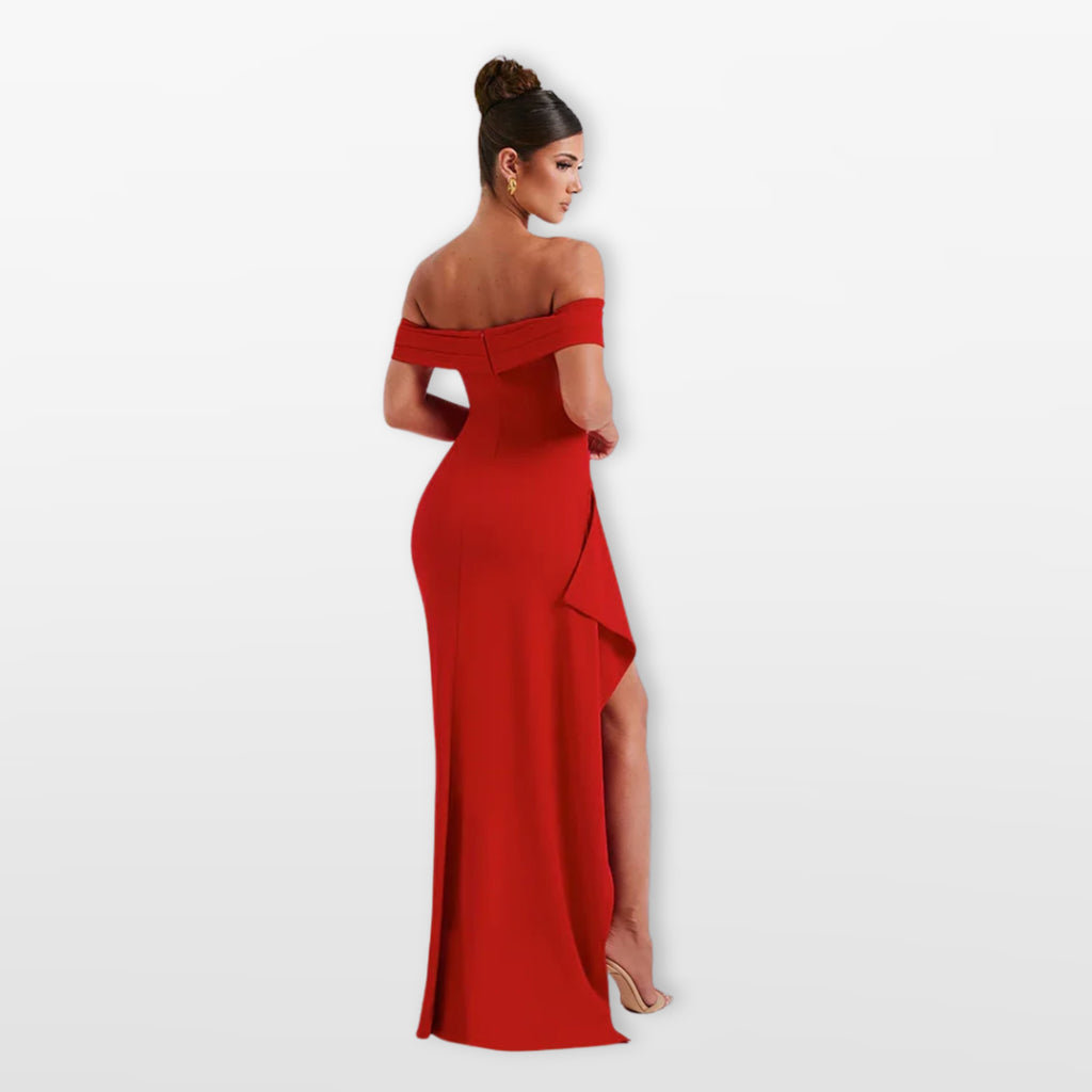 Sukienka Maxi Odkryte Ramiona Elegancka Damskie