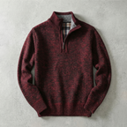 Herresweater med ståkrave og kort lynlås