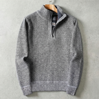 Herresweater med ståkrave og kort lynlås