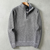 Herresweater med ståkrave og kort lynlås