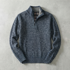 Herresweater med ståkrave og kort lynlås