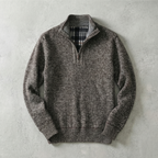 Herresweater med ståkrave og kort lynlås