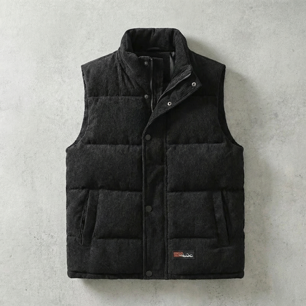 Herre-quiltet vest med ståkrave