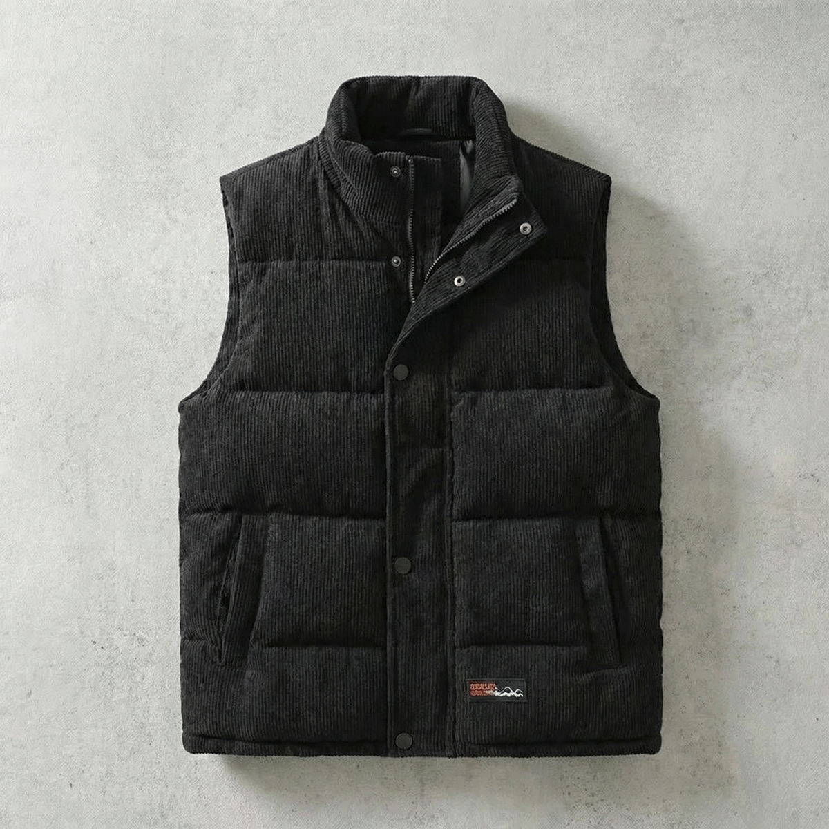 Herre-quiltet vest med ståkrave