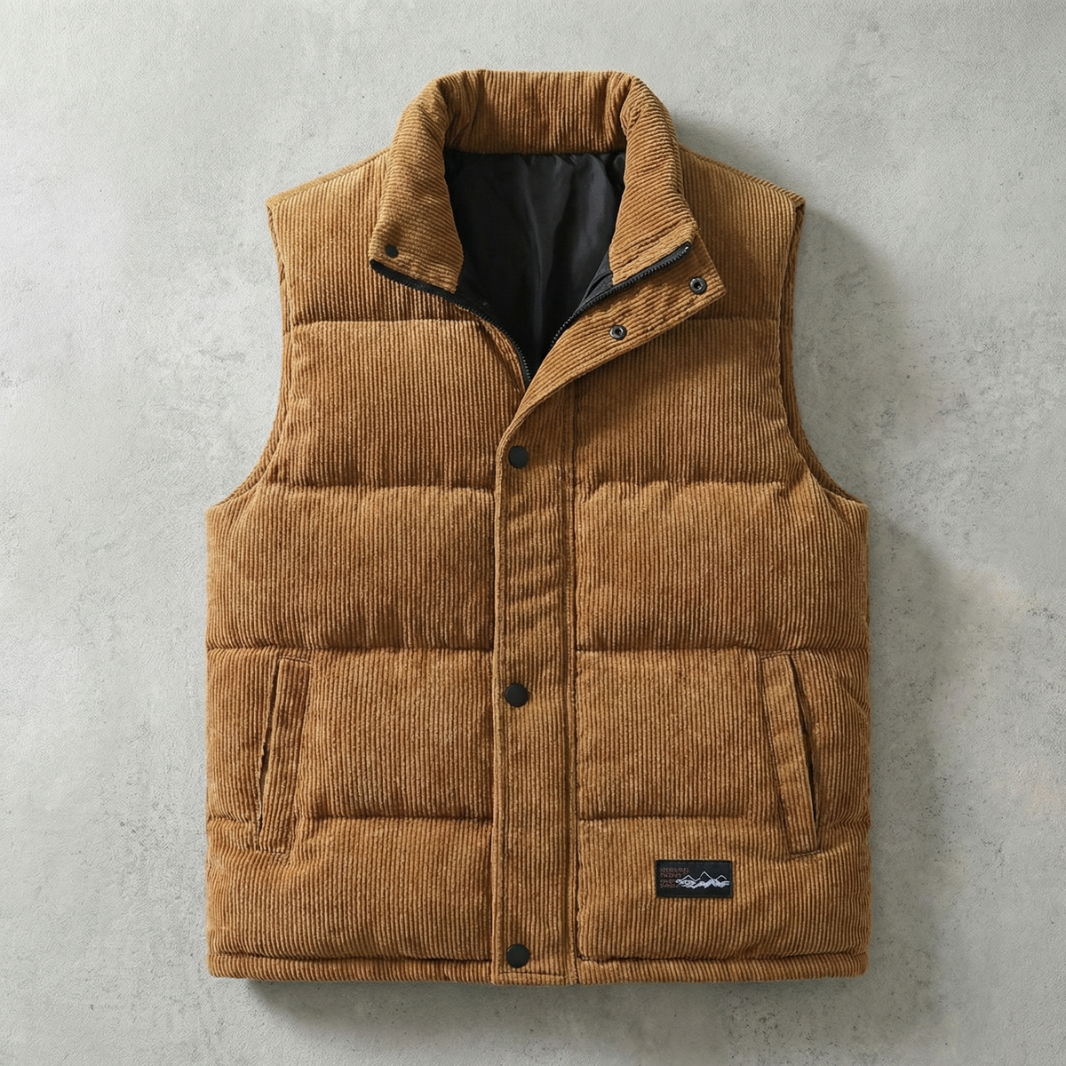Herre-quiltet vest med ståkrave