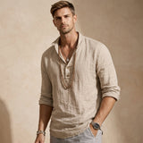 Tricou Henley bărbătesc cu mânecă lungă