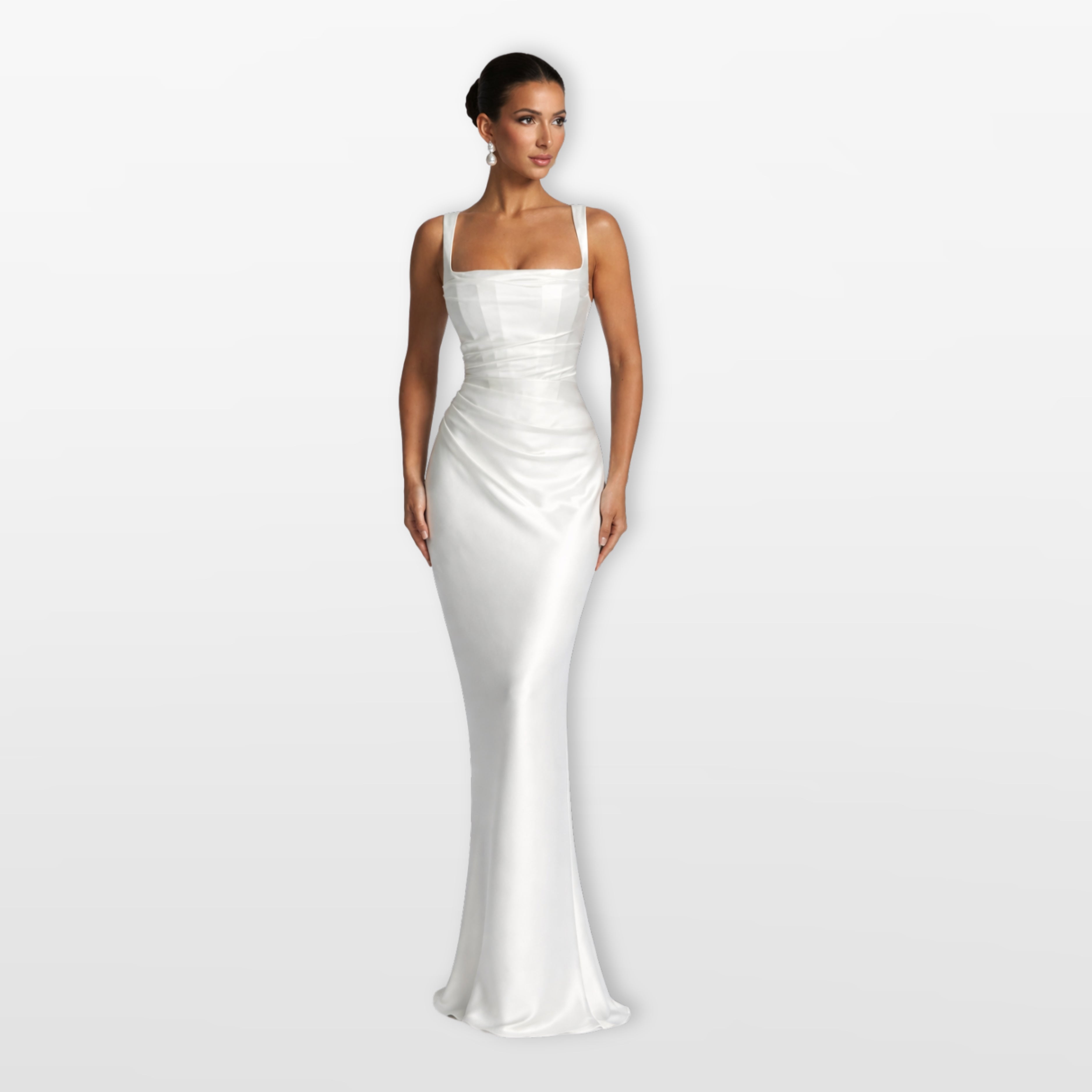 Satynowa Sukienka Maxi Elegancka Damska