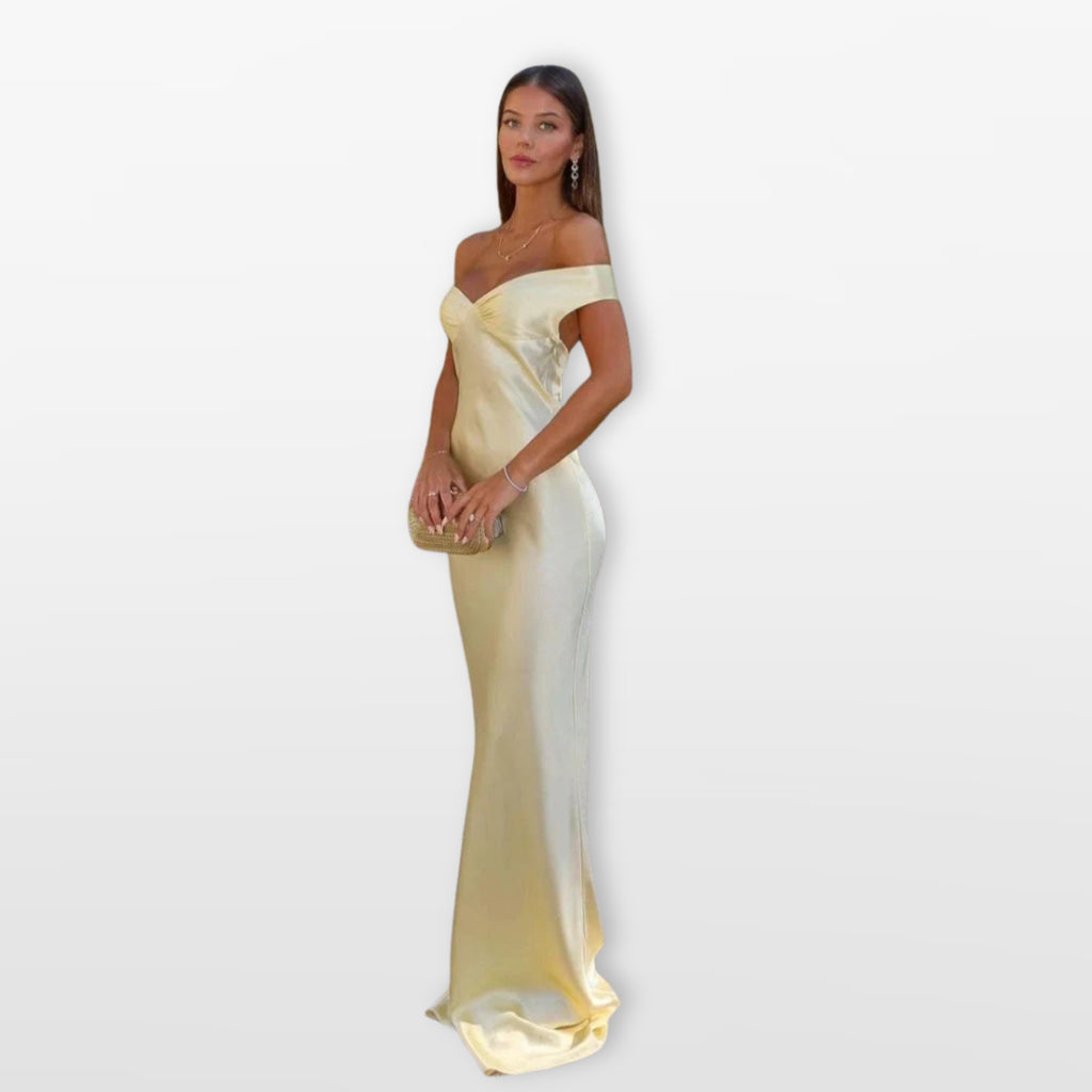 Sukienka Satynowa Maxi Wieczorowa Elegancka Damskie