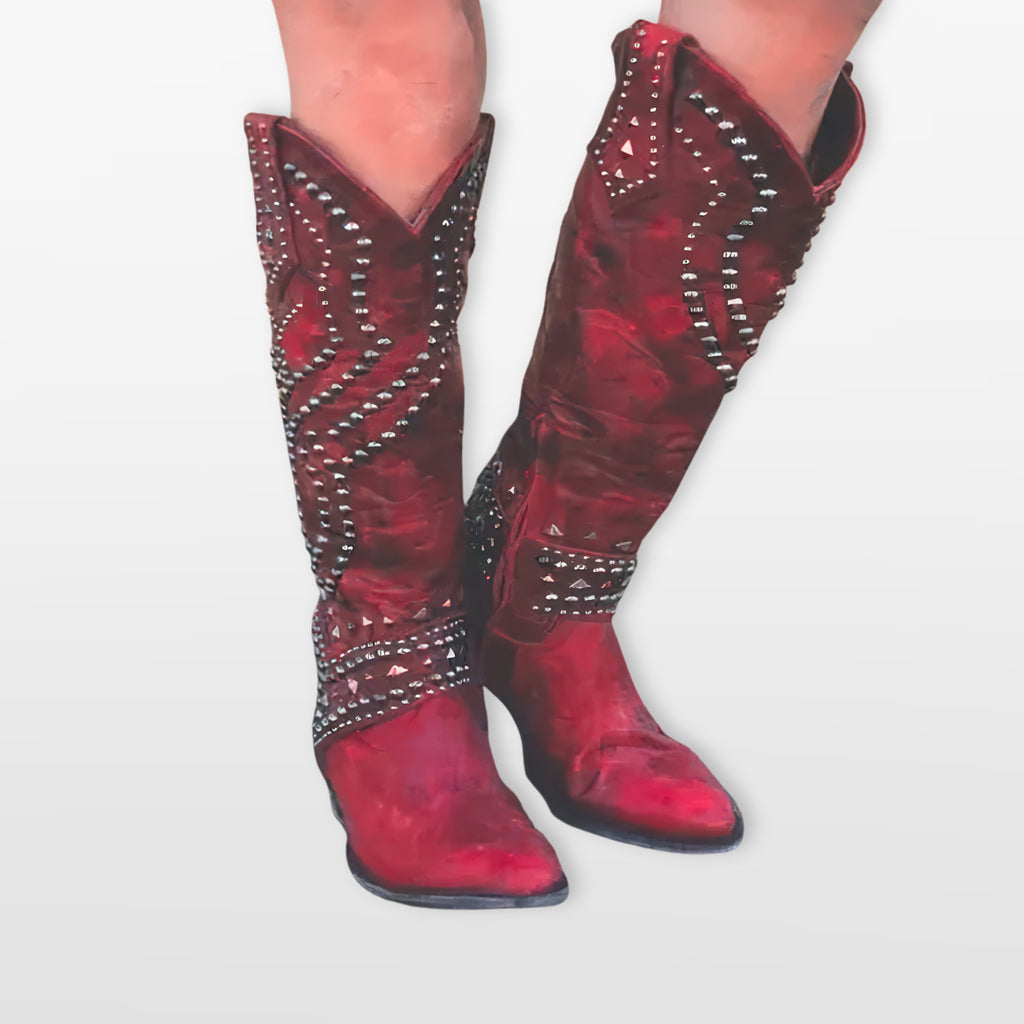Damskie Kozaki Western Z Ćwiekami