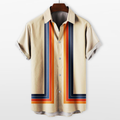 Męska Koszula Letnia Paski Retro Casual