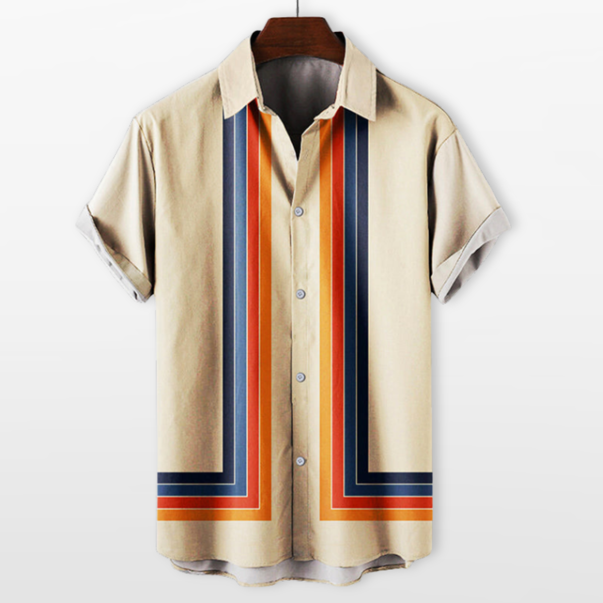 Męska Koszula Letnia Paski Retro Casual