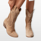 Damskie Botki Western Perforowane