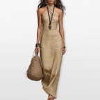 Sukienka Maxi Halter Elegancka Damska