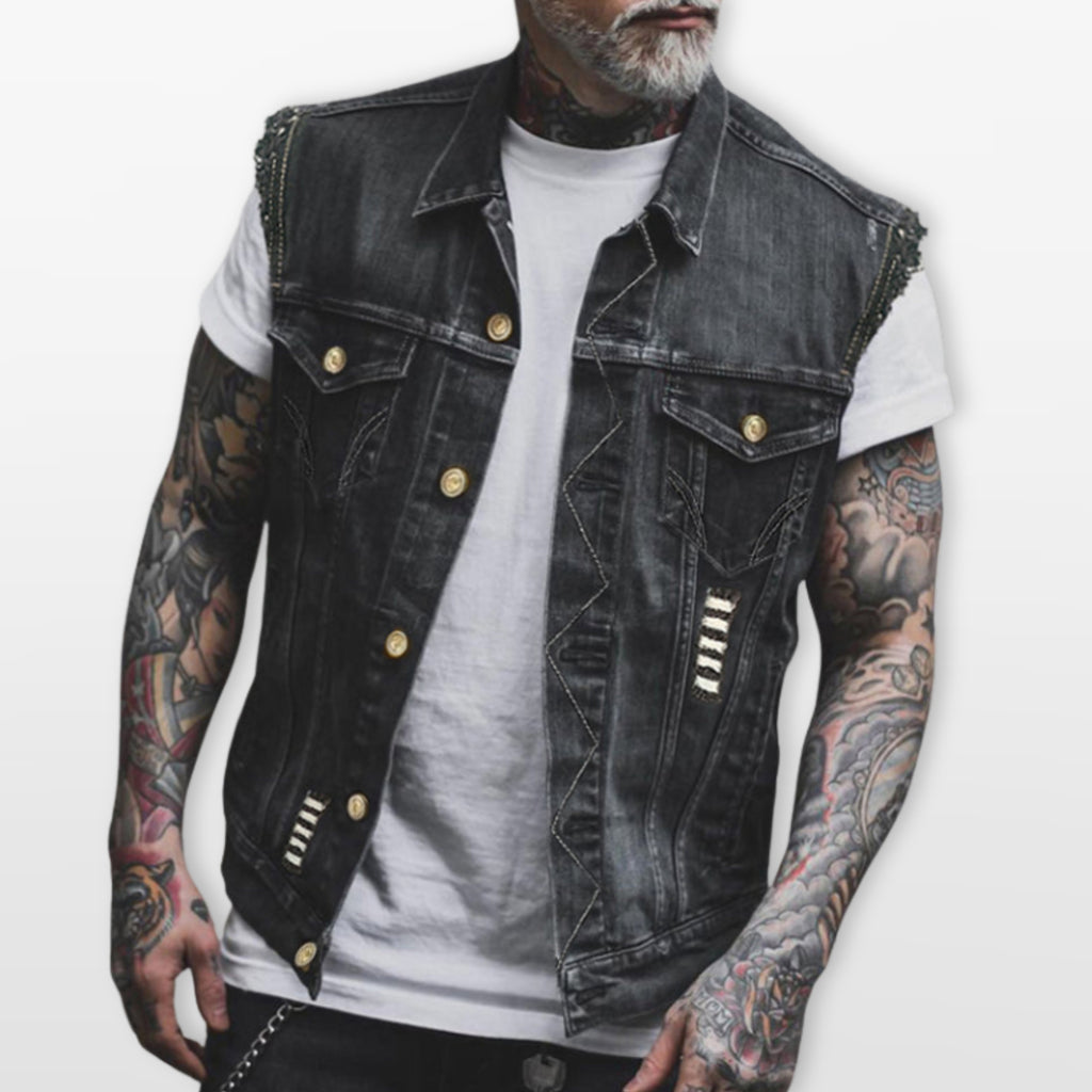 Kamizelka Jeansowa Bezrękawnik Streetwear Męskie