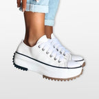 Sneakersy Platformowe Sznurowane Damskie