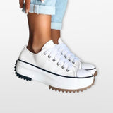 Sneakersy Platformowe Sznurowane Damskie