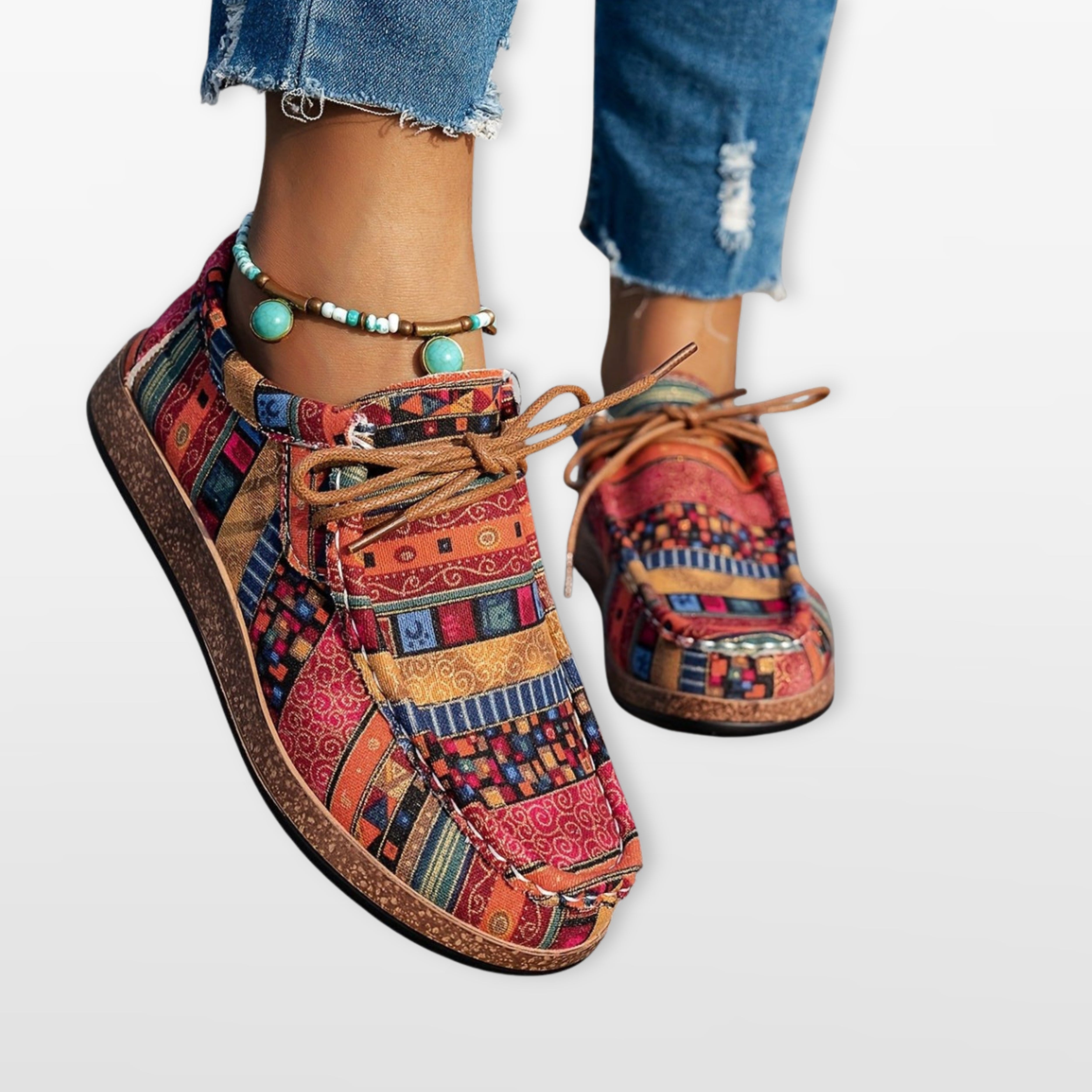 Buty Patchwork Kolorowe Na Platformie Damskie
