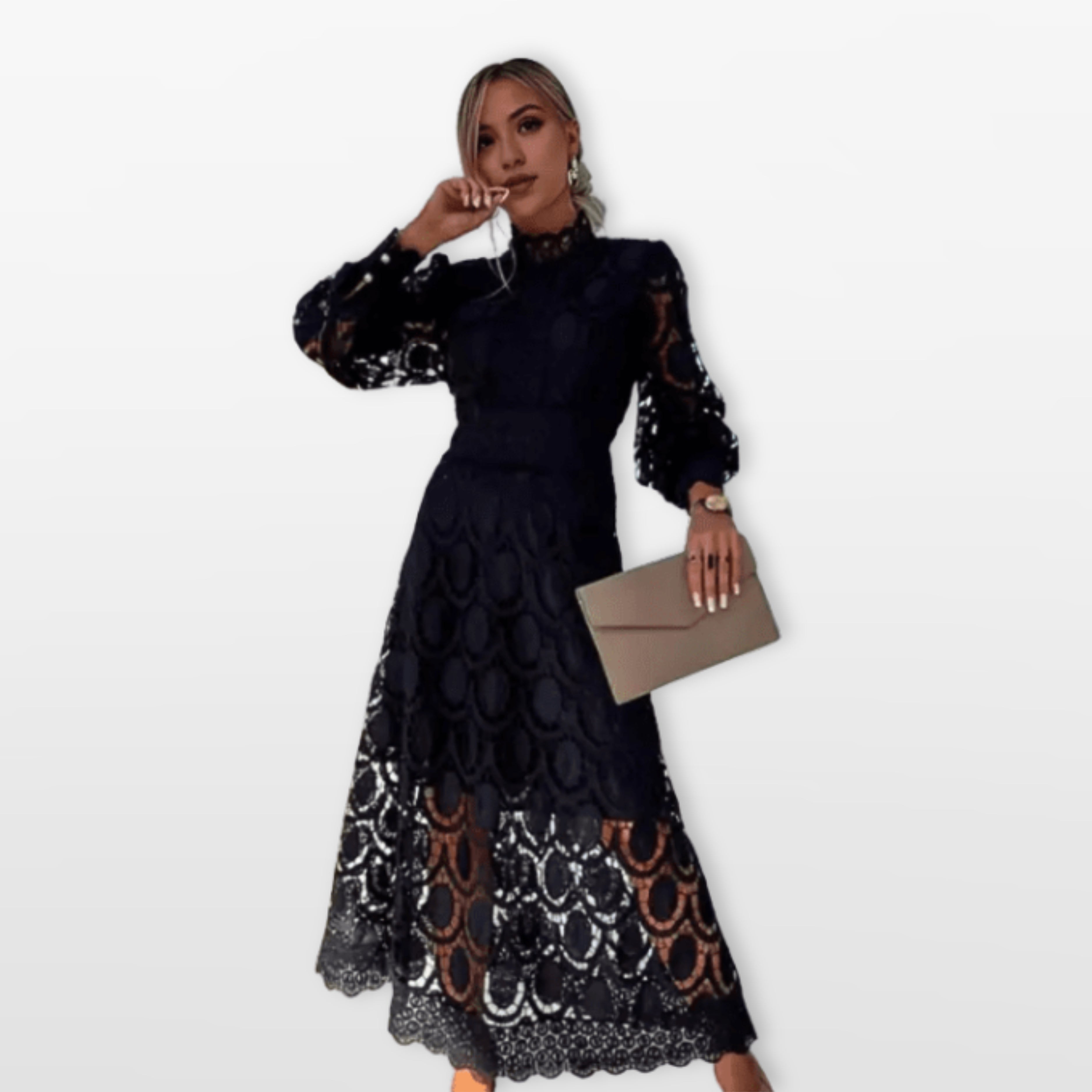 Sukienka Koronkowa Midi Elegancka Damskie