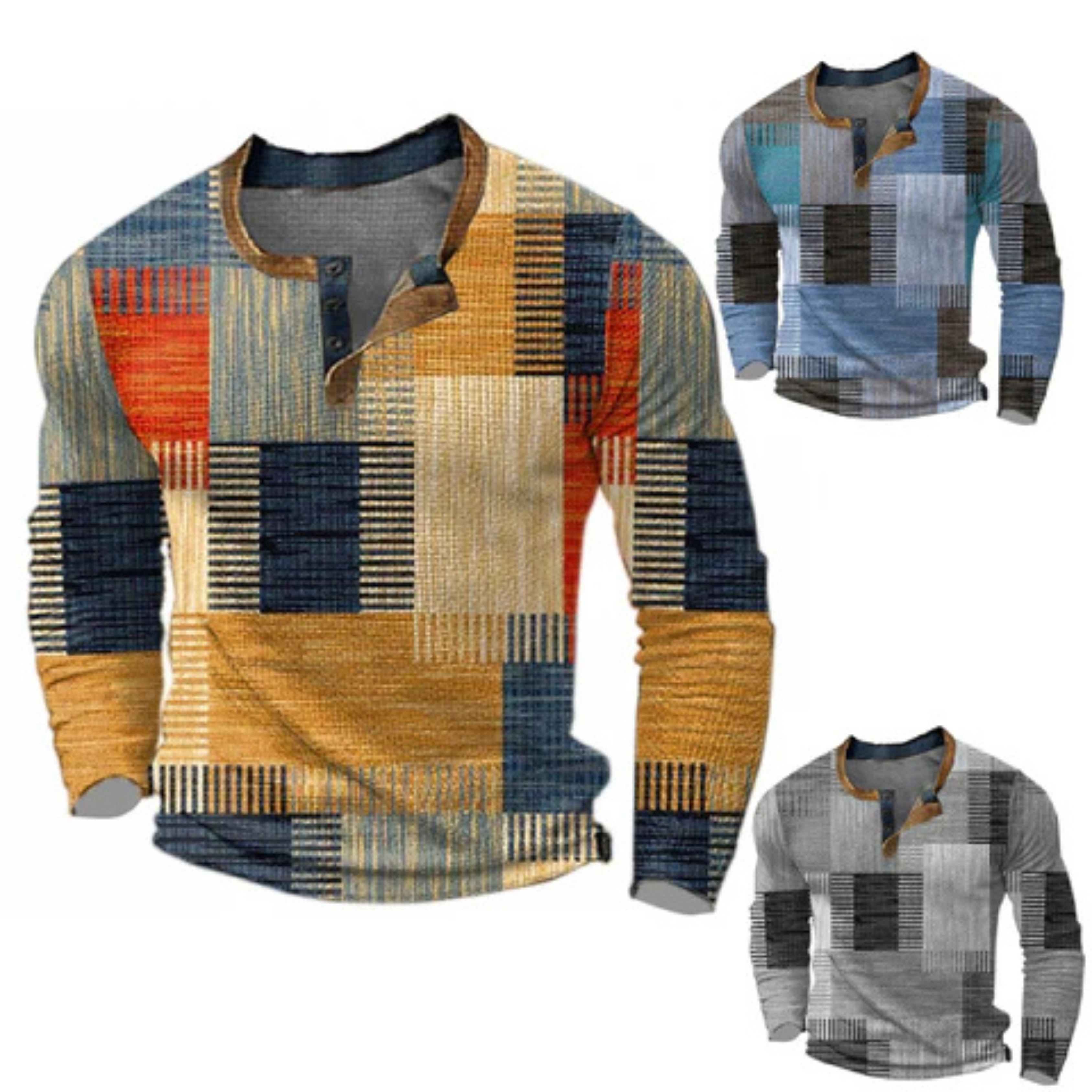 Koszulka Henley Patchwork Męskie