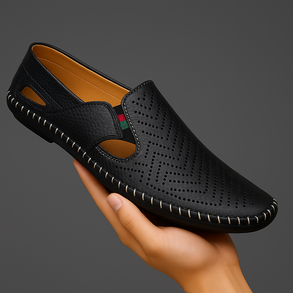 Herresko Slip-on med hulmønster
