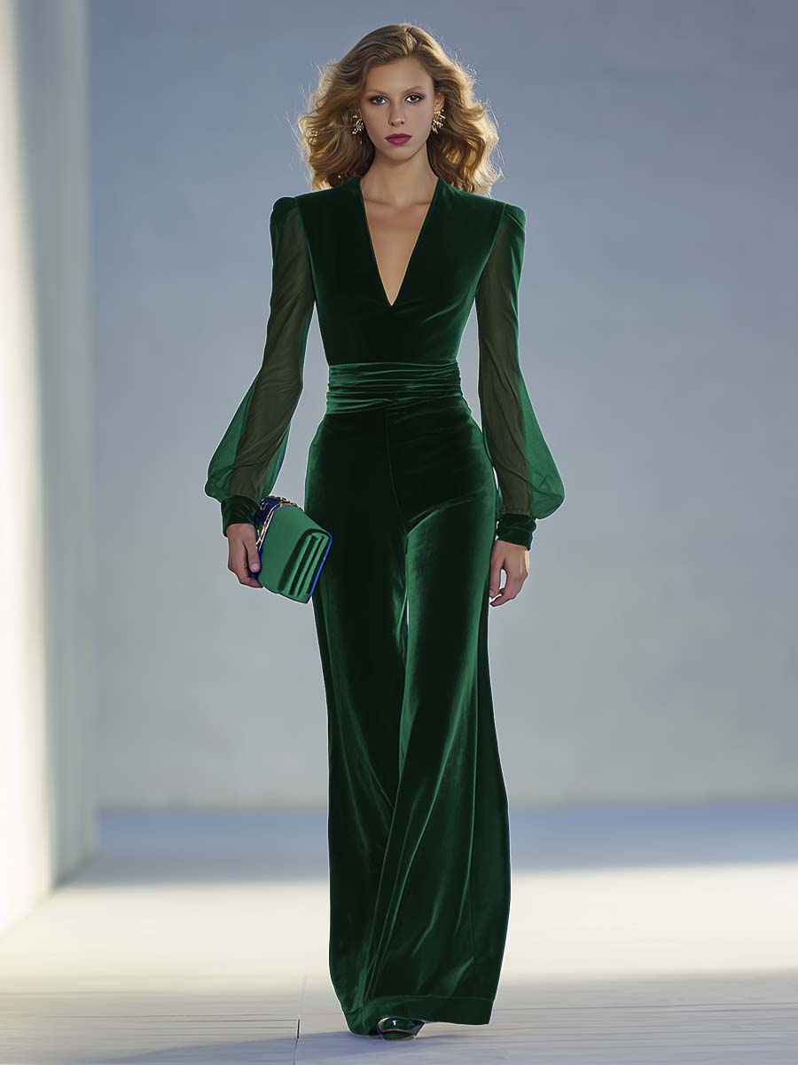 Elegant jumpsuit til damer med V-udskæring