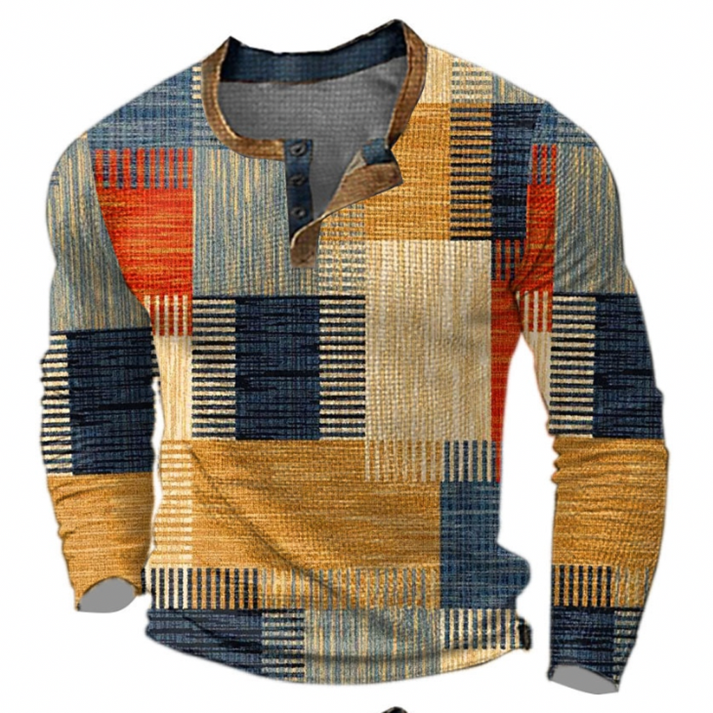 Koszulka Henley Patchwork Męskie