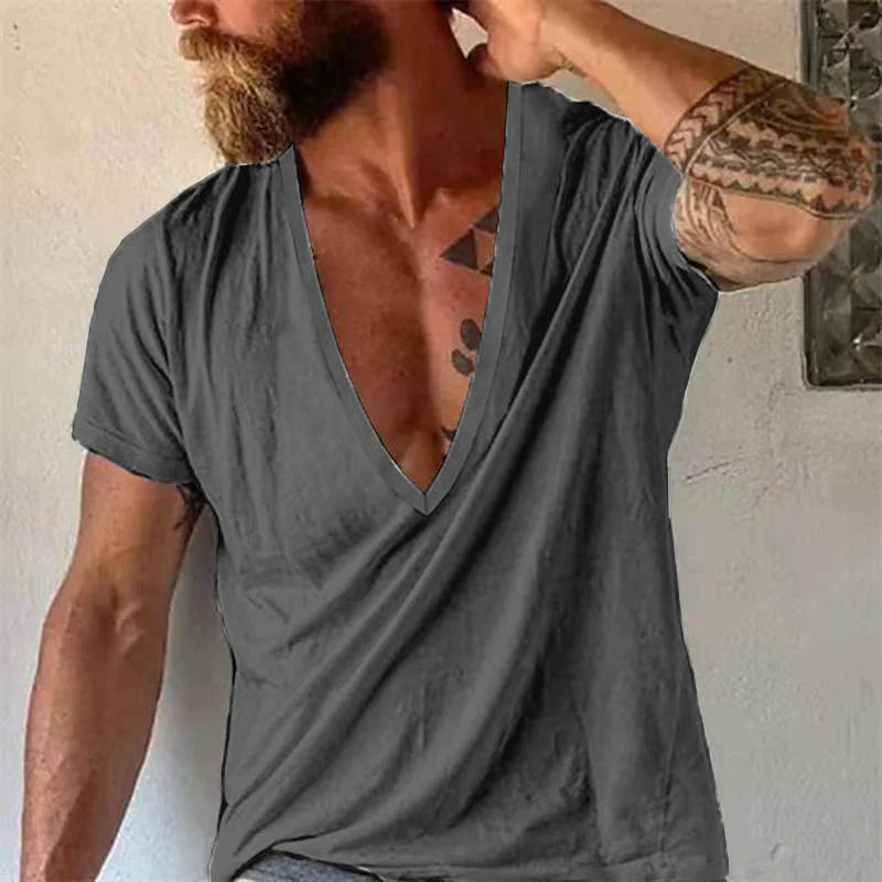 T-Shirt Z Głębokim Dekoltem V Męski