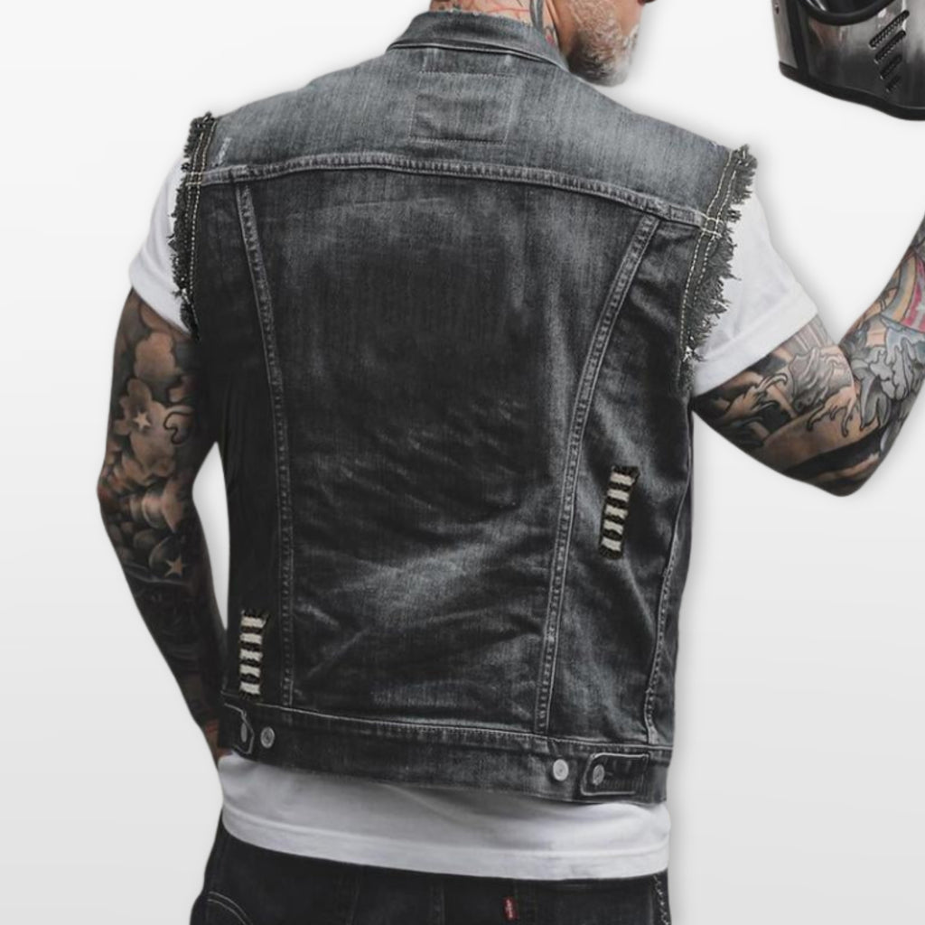 Kamizelka Jeansowa Bezrękawnik Streetwear Męskie