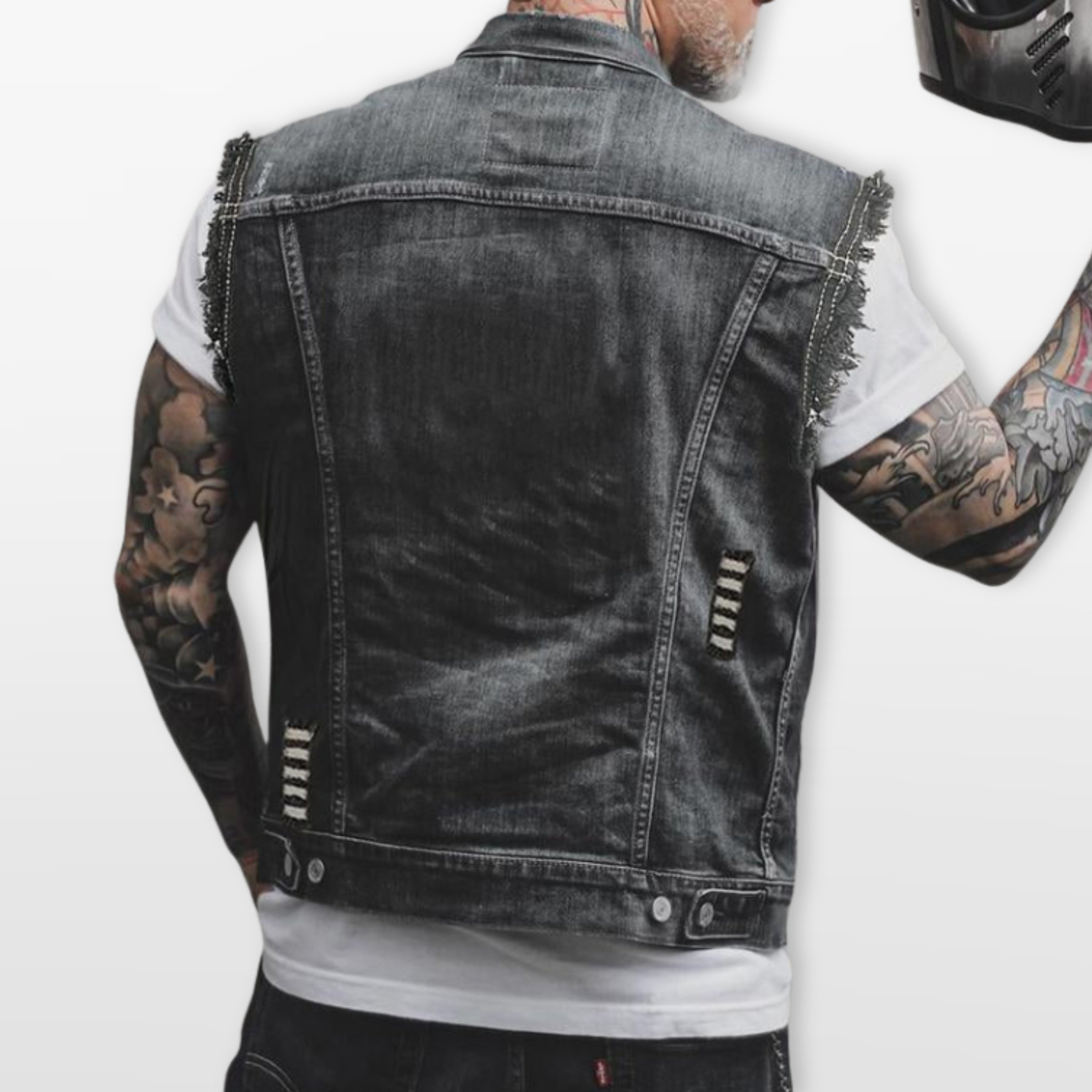 Kamizelka Jeansowa Bezrękawnik Streetwear Męskie