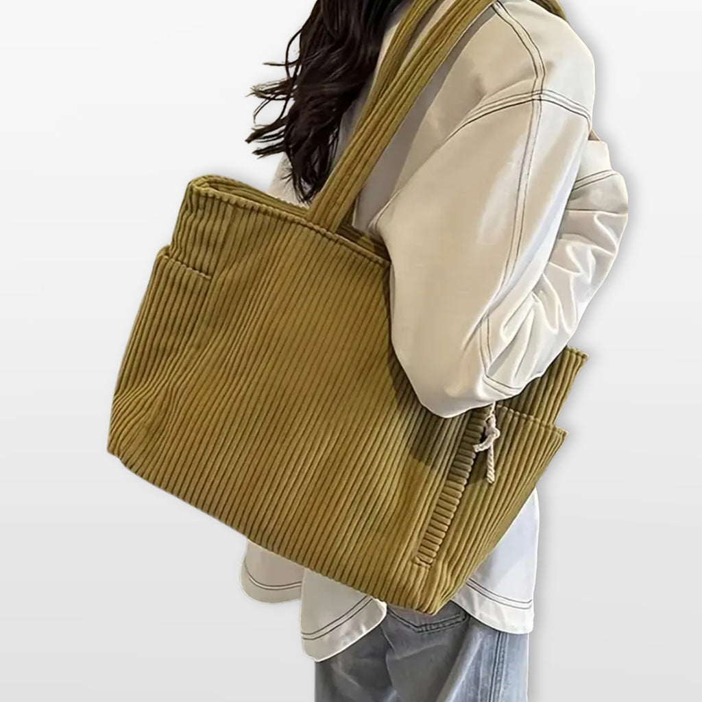 Torebka Sztruksowa Shopper Duża Damskie