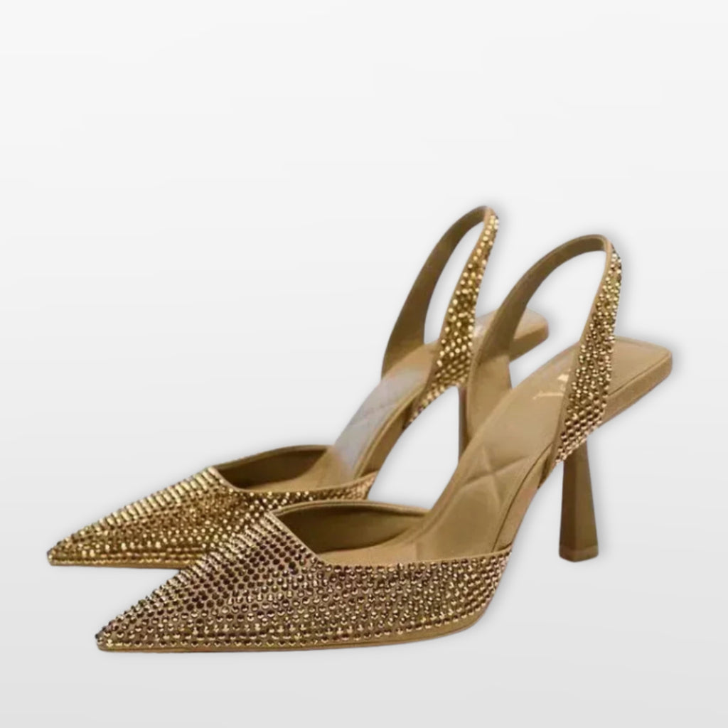 Szpilki Slingback Z Cyrkoniami Damskie