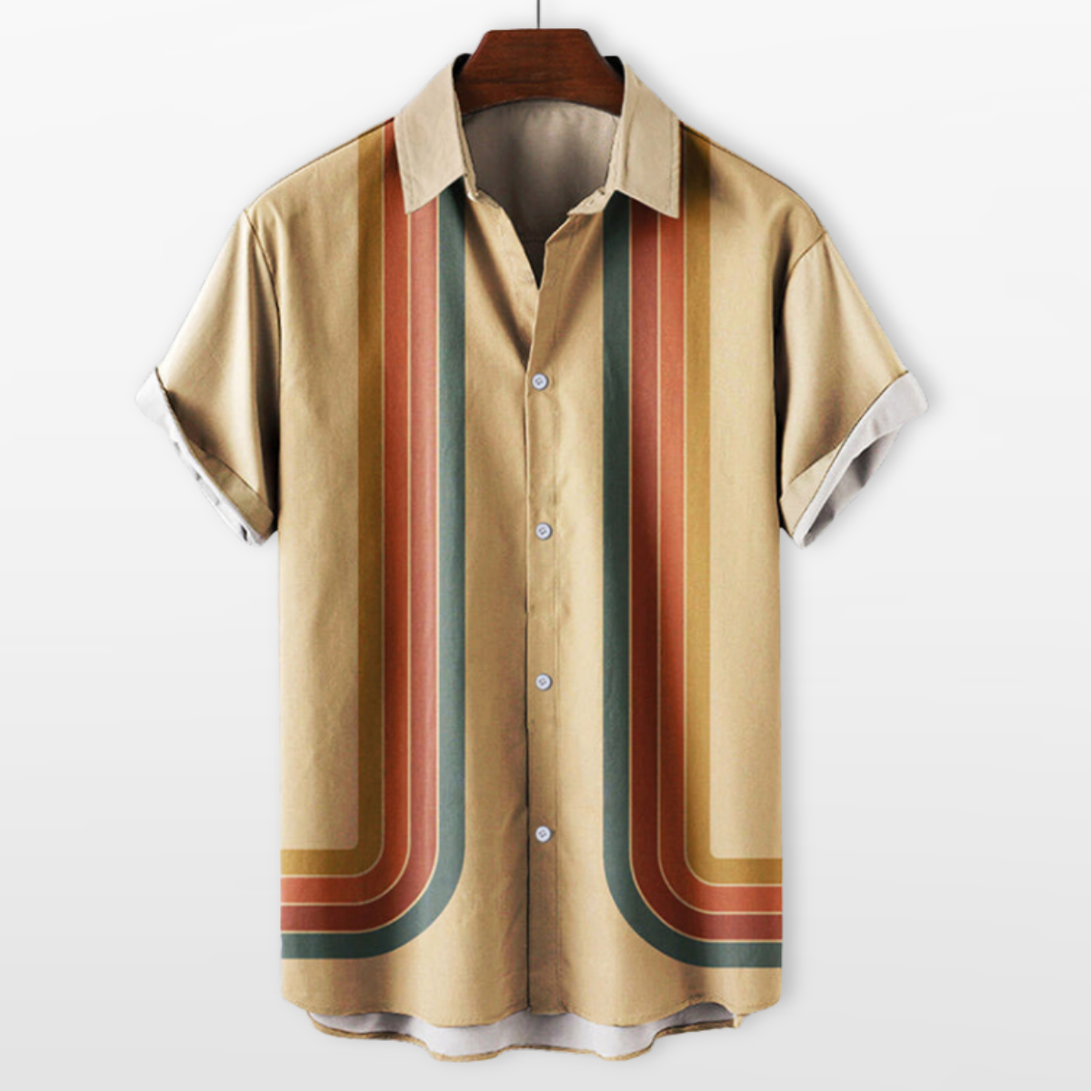 Męska Koszula Letnia Paski Retro Casual