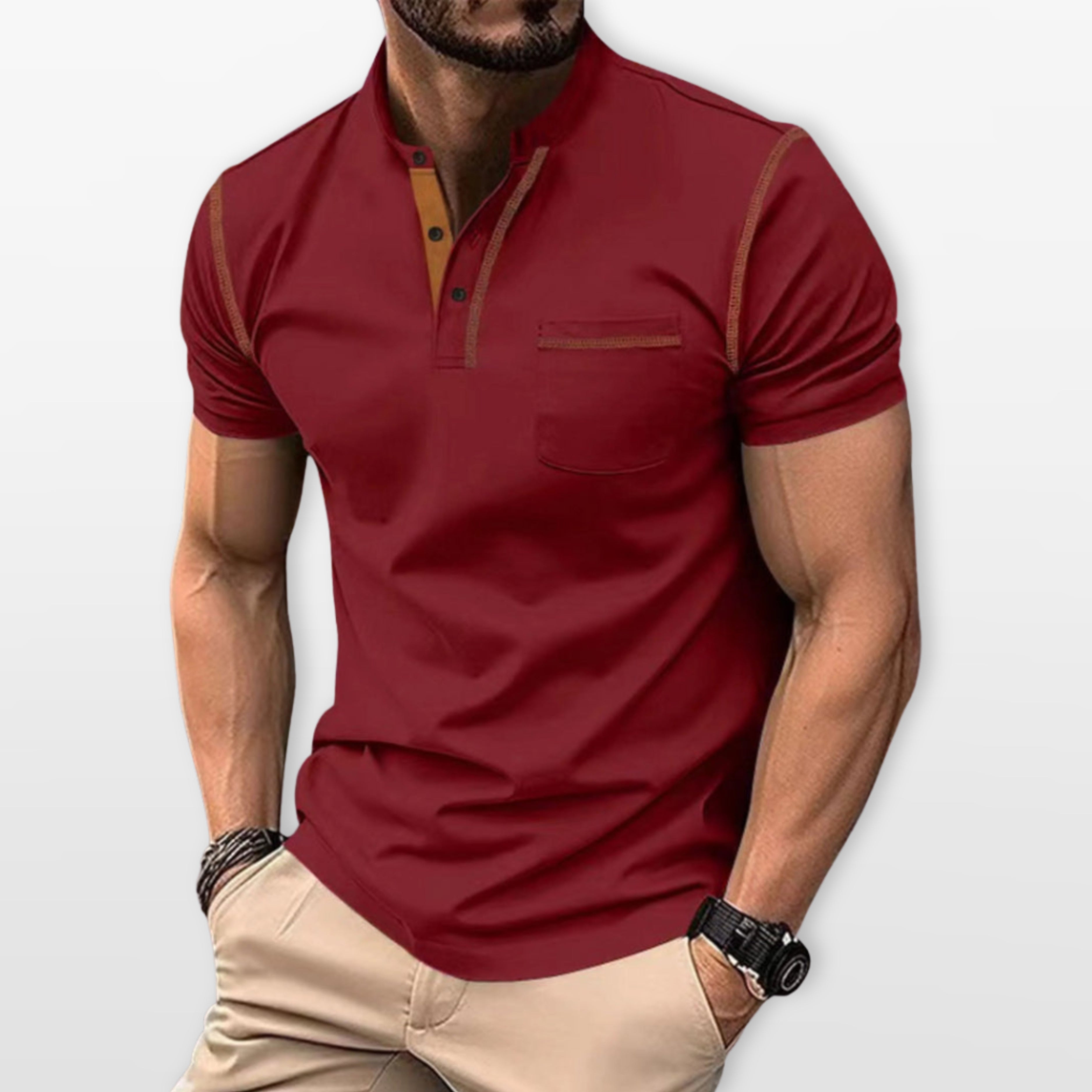 Męska Koszulka Polo Dopasowana Styl Henley