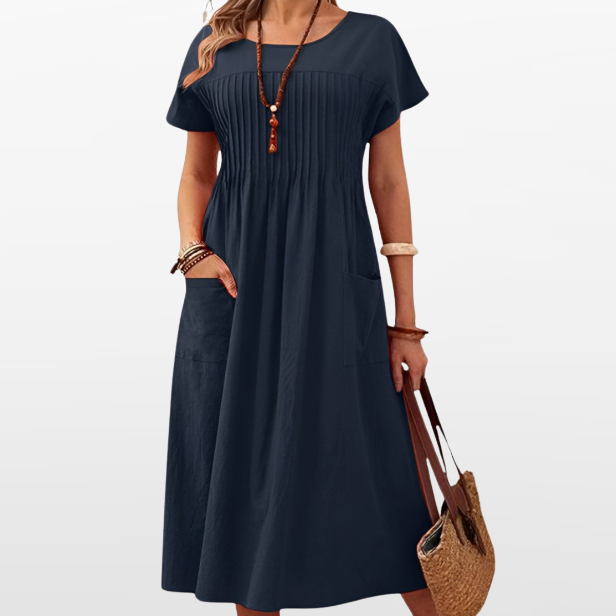 Damska Sukienka Midi Casual Elegancka