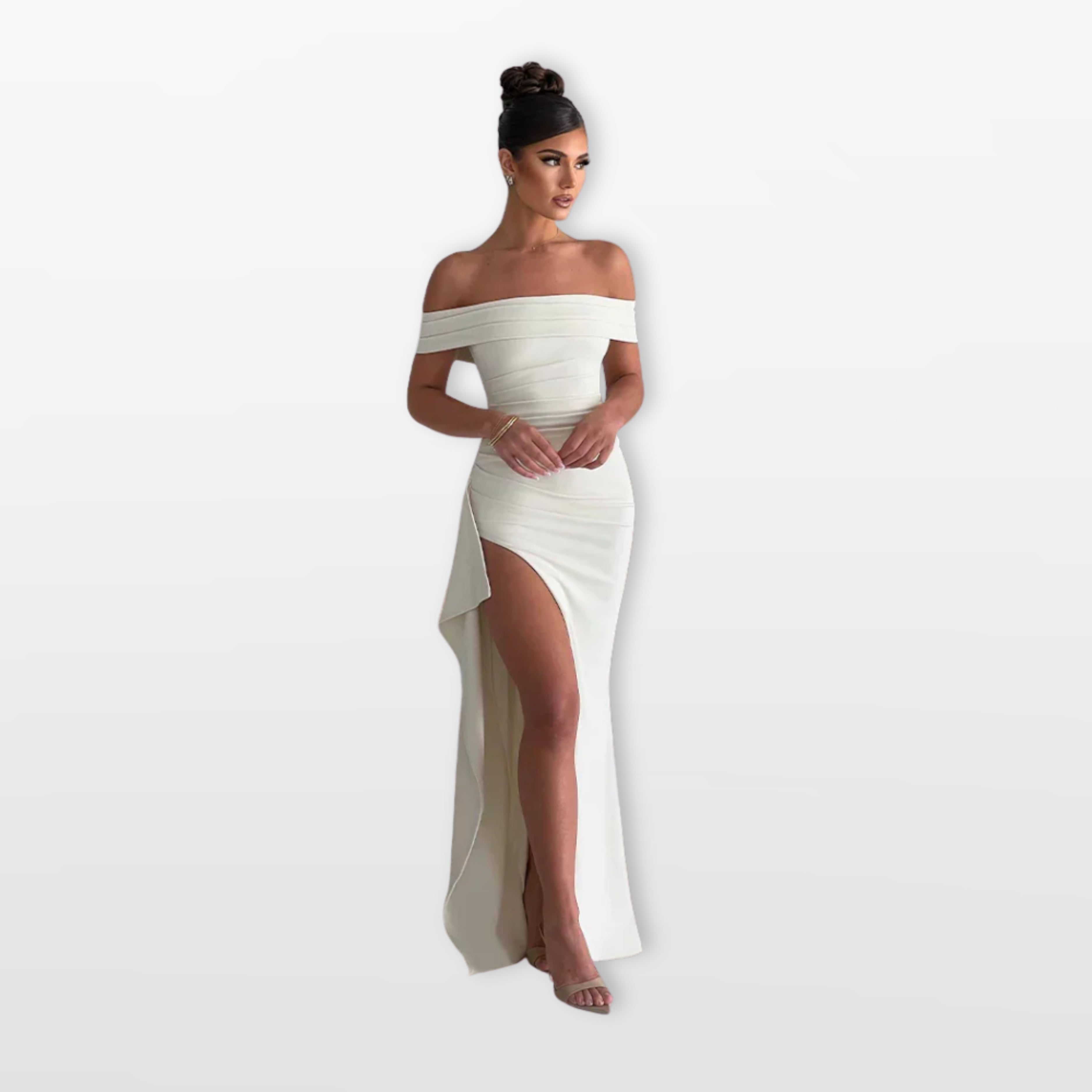 Sukienka Maxi Odkryte Ramiona Elegancka Damskie