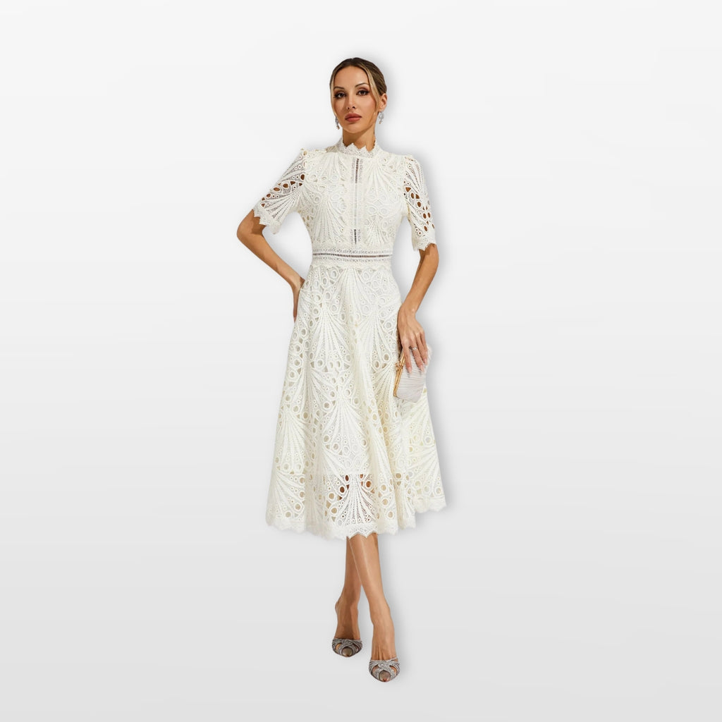 Čipkované midi šaty elegantné dámske