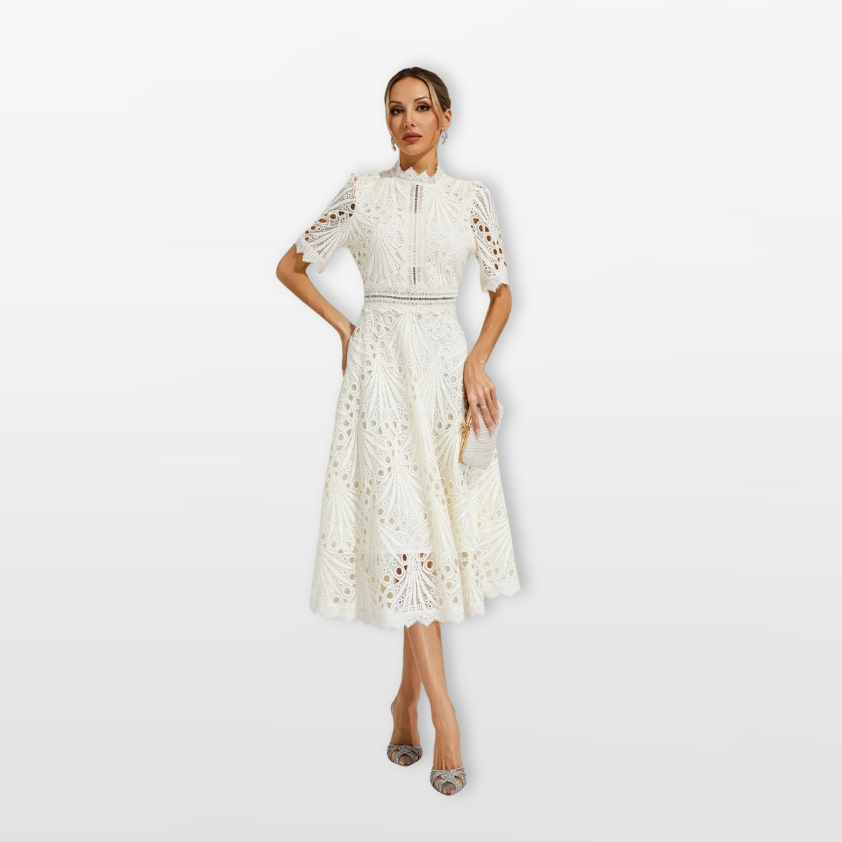 Čipkované midi šaty elegantné dámske