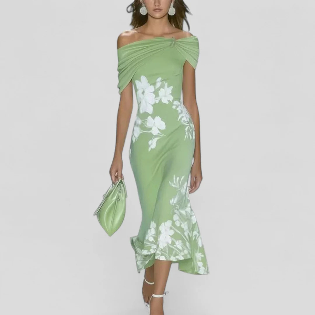 Damska Sukienka Midi Elegancka Kwiatowa