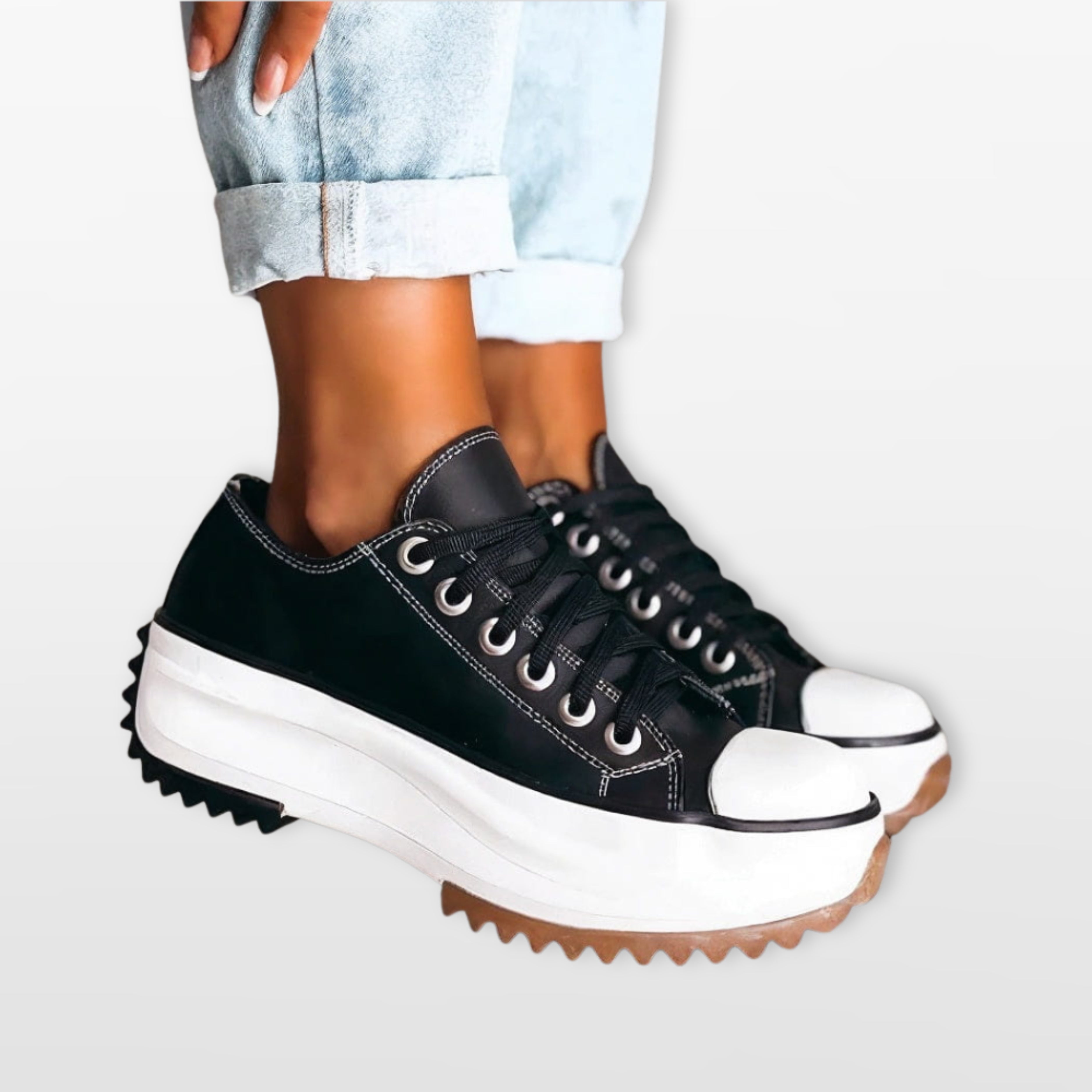 Damskie Sneakersy Na Platformie Sznurowane