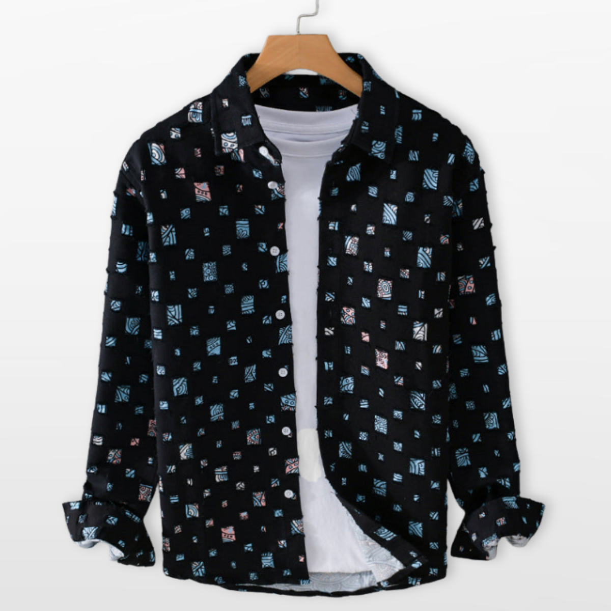 Męska Koszula Casual Wzorzysta Button Down