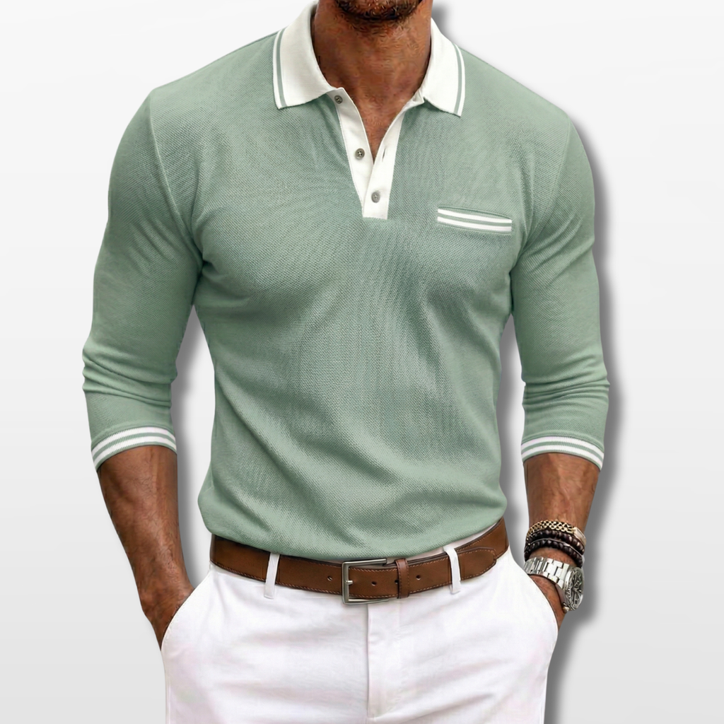 Męska Koszulka Polo Slim Fit z Długim Rękawem