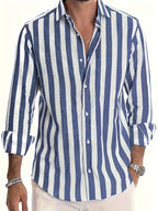Camicia da uomo a righe a maniche lunghe