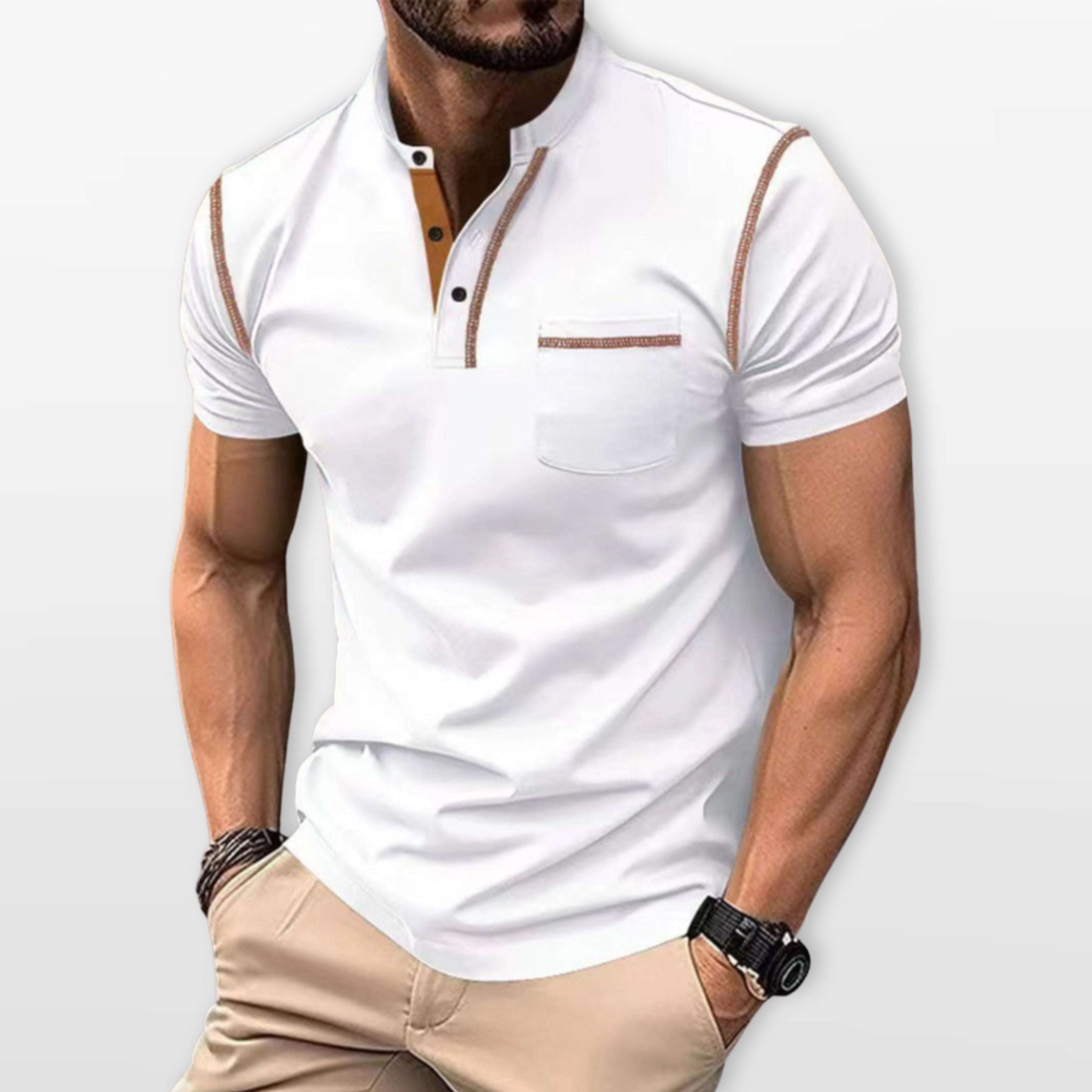 Męska Koszulka Polo Dopasowana Styl Henley